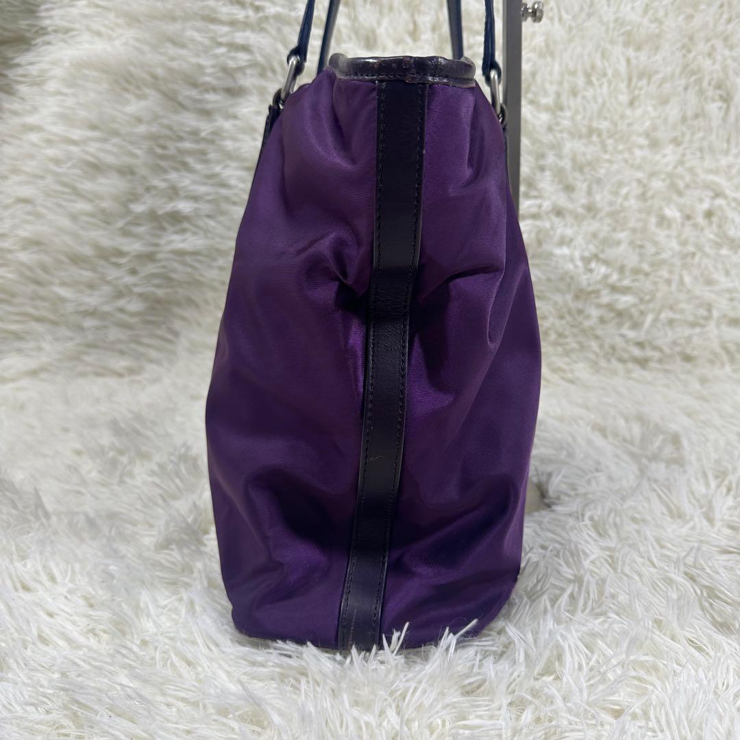 ポールスミス ビジネス トートバッグ パープル ナイロン レザー ロゴ