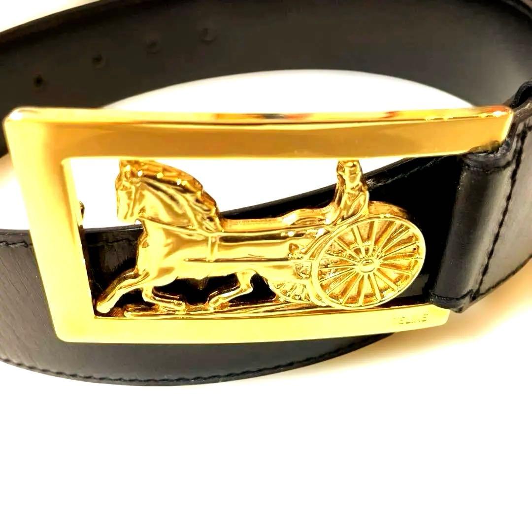【M】CELINE ベルト 馬車金具 ホースキャリッジ ゴールド 希少
