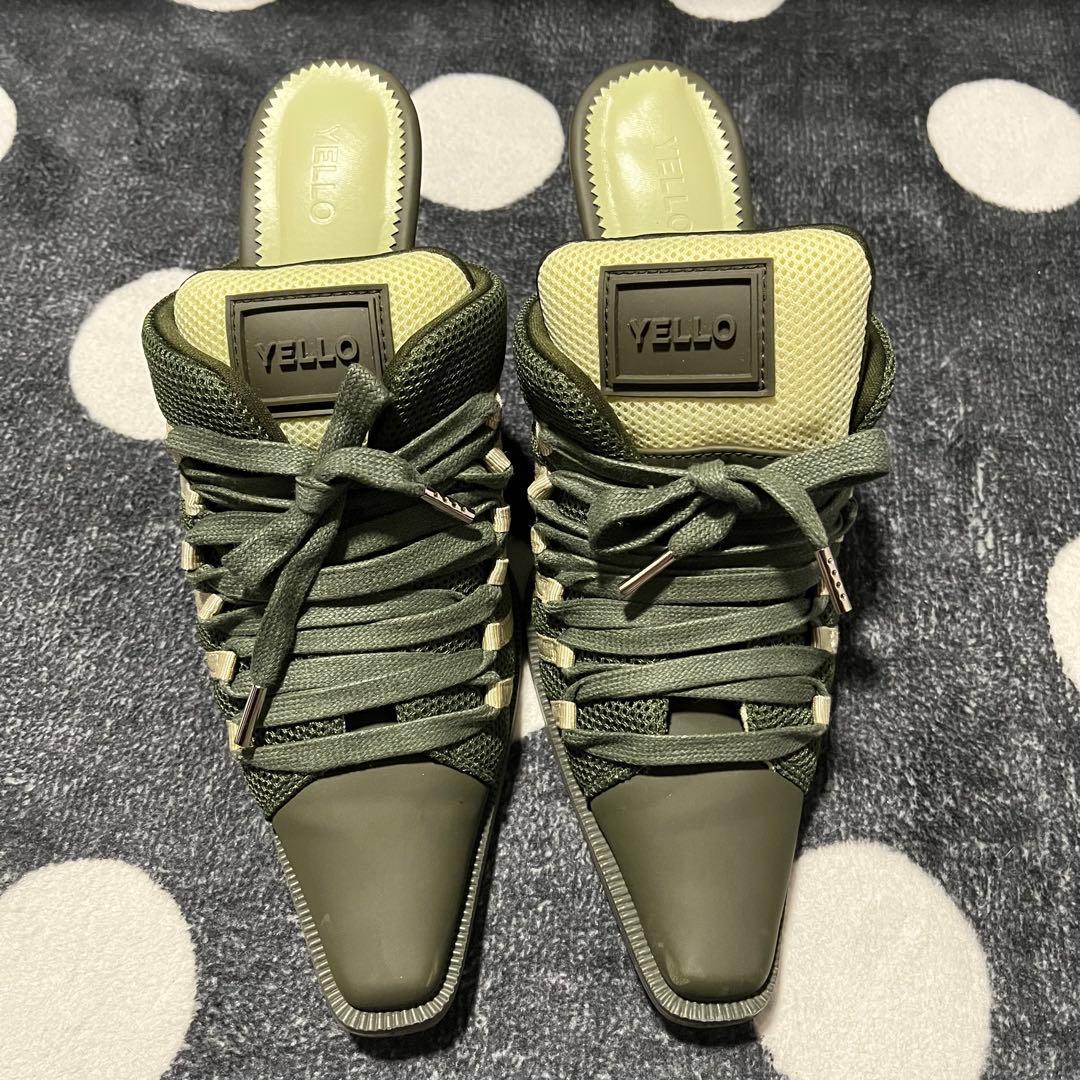 【希少】YELLO スニーカー ミュール サンダル カーキ M