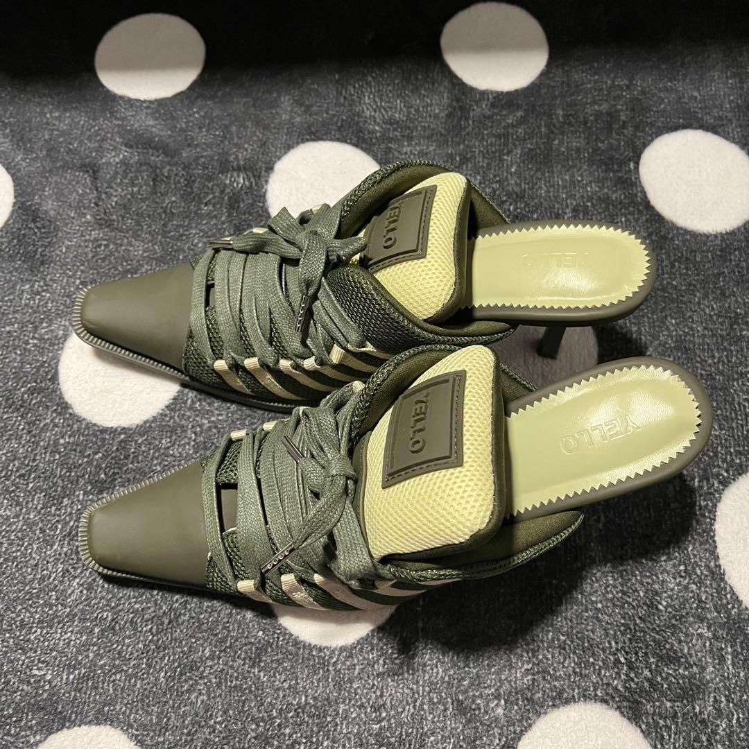 【希少】YELLO スニーカー ミュール サンダル カーキ M