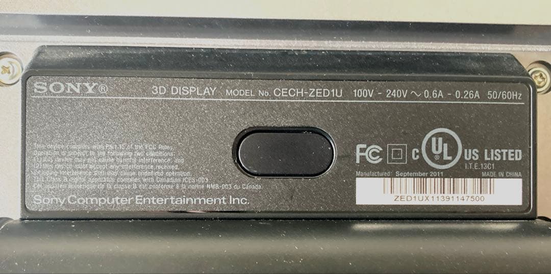 SONY PS3 3Dディスプレイ　CECH-ZED1U