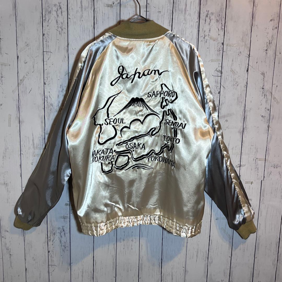 【極美品】 テーラー東洋リバーシブル ボルドー L サテン スカジャン 鷲 日本