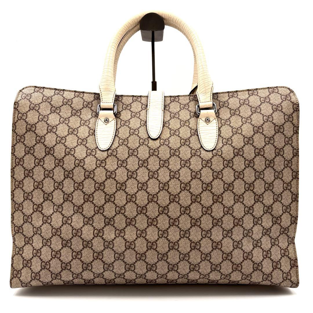 美品 グッチ トートバッグ GGスプリーム ホースビット金具 A4可 ベージュ