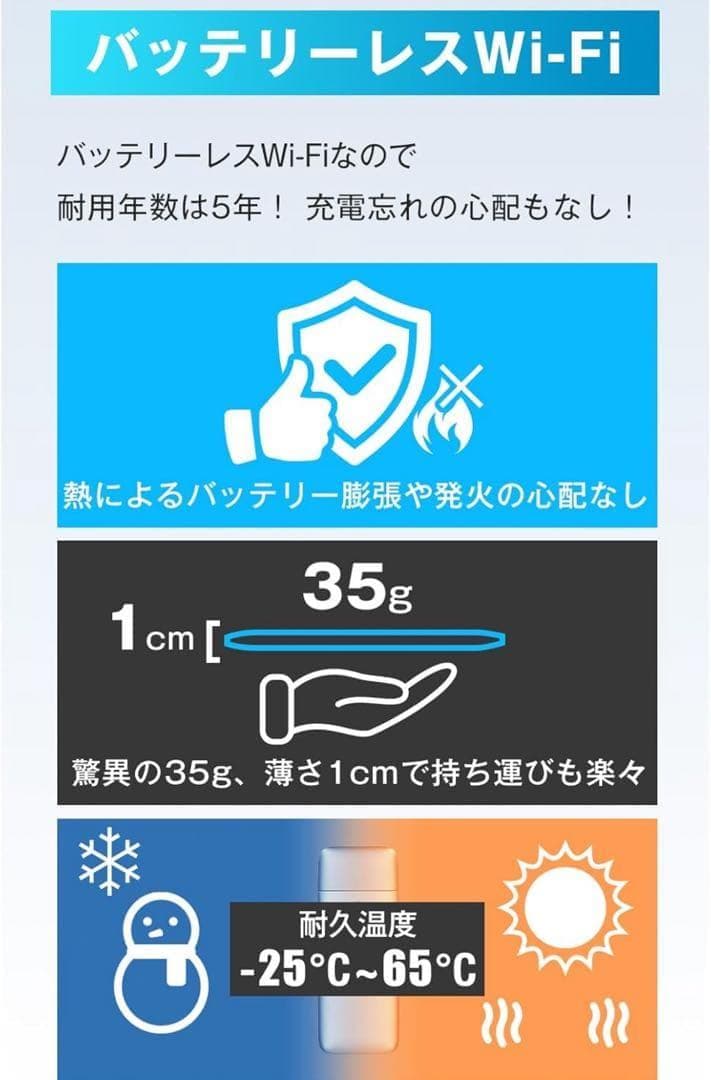 【ecoco】1年間 100ギガ 付 USB型 ポケット Wi-Fi 契約不要