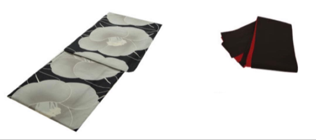 浴衣 2点セット モダン レディース 古典 椿 黒 白 生成り アイボリー