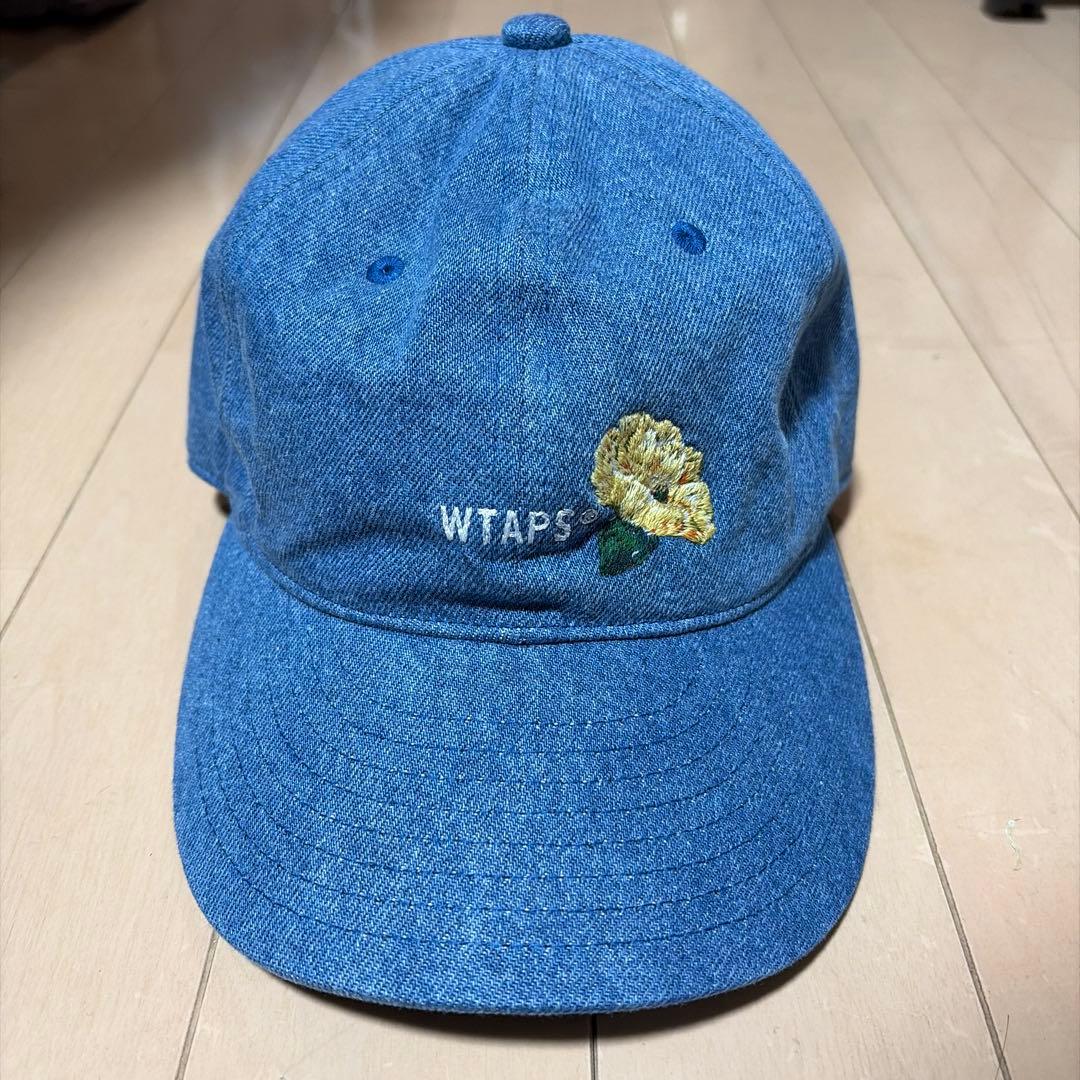 WTAPS デニムブルー キャップ ロゴ　花刺繍