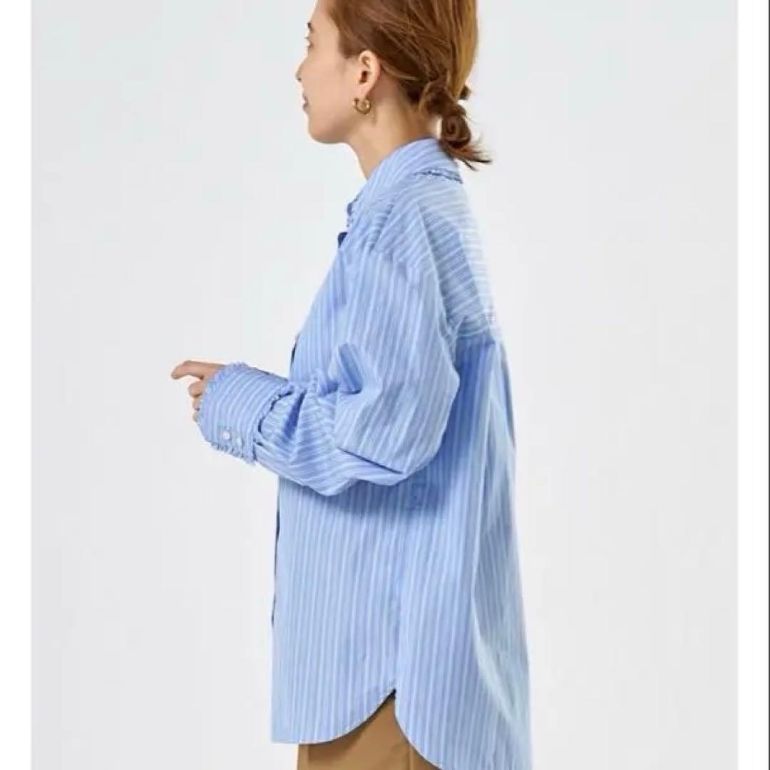 yori ミニフリルストライプシャツ ストライプ ブラウス 36