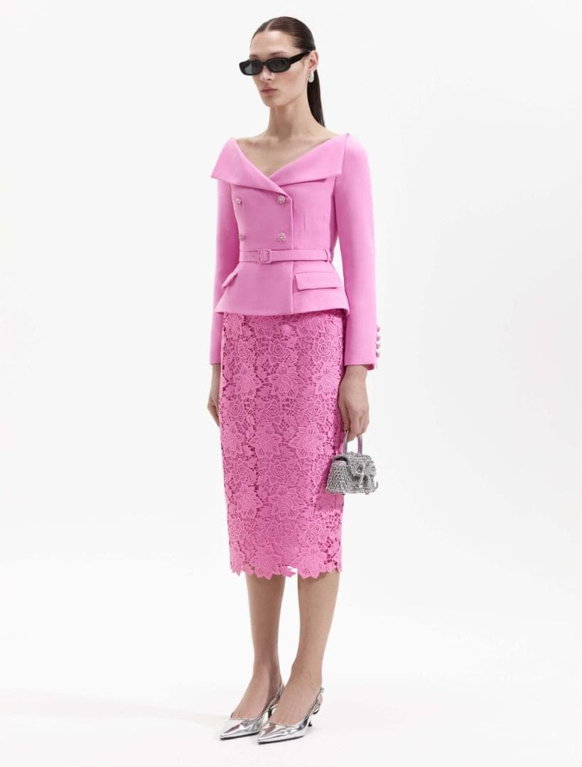 R*A様 セルフポートレイト テーラード ワンピース レース ピンク UK8 未