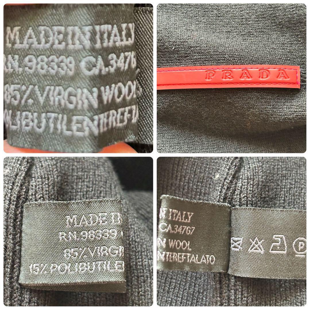 美品 PRADA SPORTS プラダスポーツ ニット帽ビーニー ロゴタグ 黒