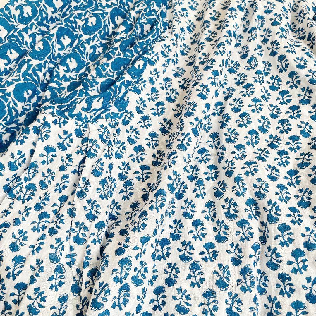 ne Quittez pas ヌキテパ コットン 切替 ブラウス　ブルー