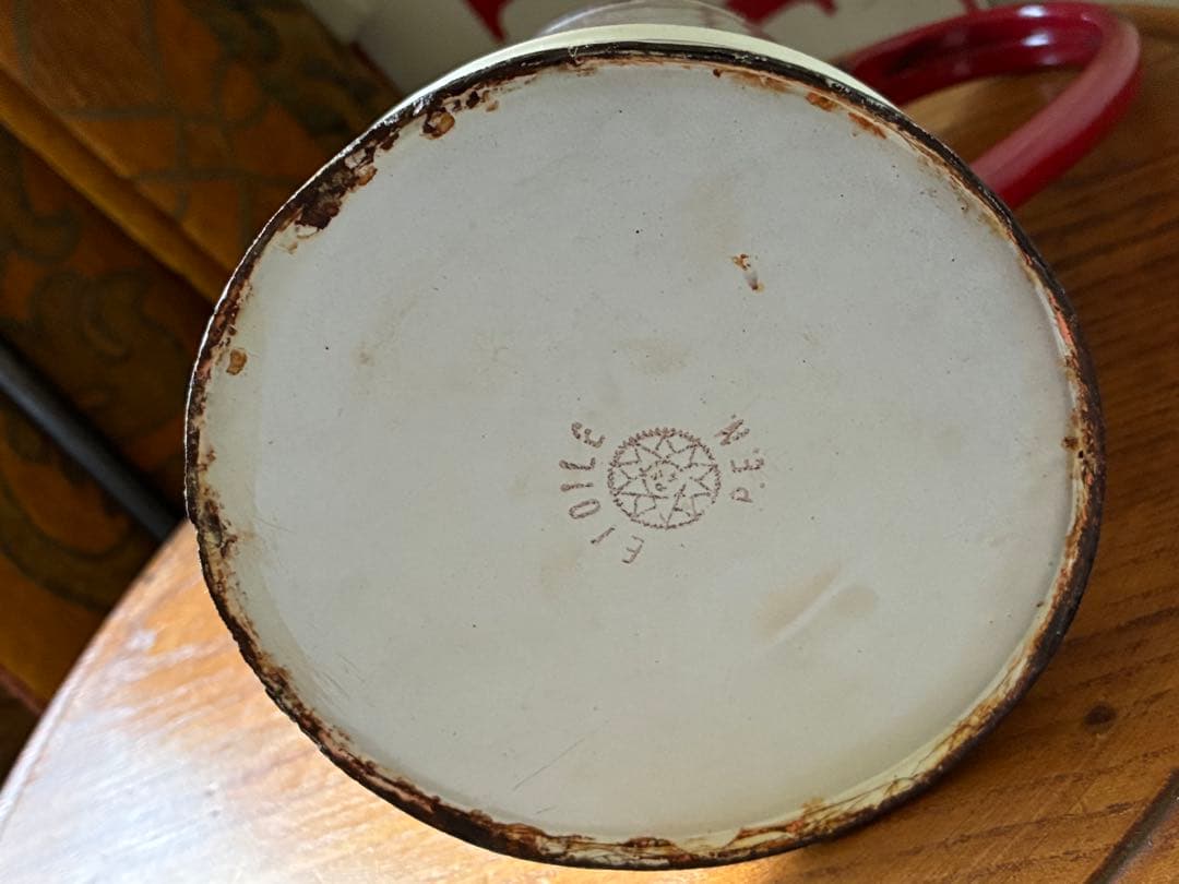 フランス　アンティーク　ホーロー　ジャグ　ピッチャー　水差し　エトワール　白赤