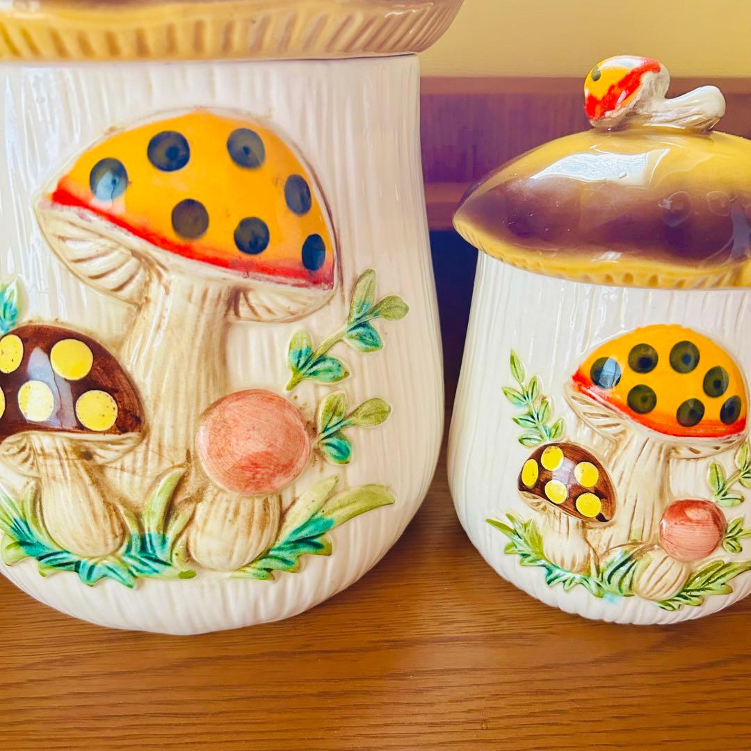 【SEARS】シアーズ きのこキャニスター セット　ヴィンテージ 陶器　70年代