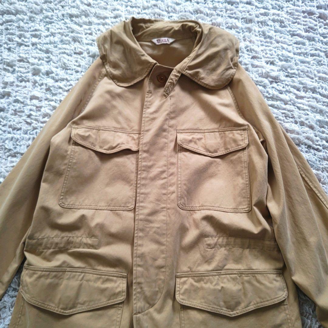 45rpm　コットン　丸襟　モッズコート　比翼　フード付き　ベージュ　2