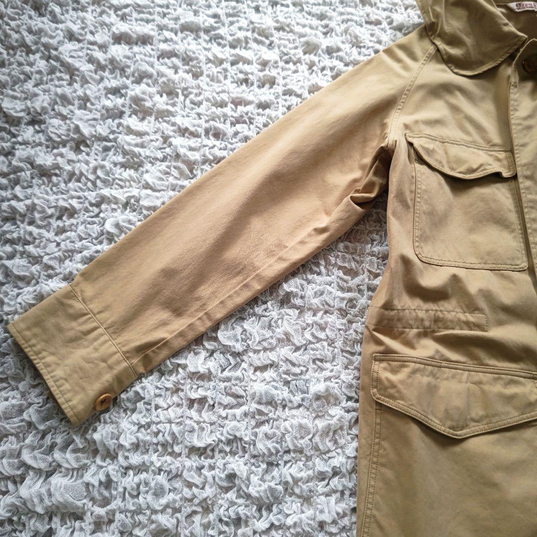 45rpm　コットン　丸襟　モッズコート　比翼　フード付き　ベージュ　2