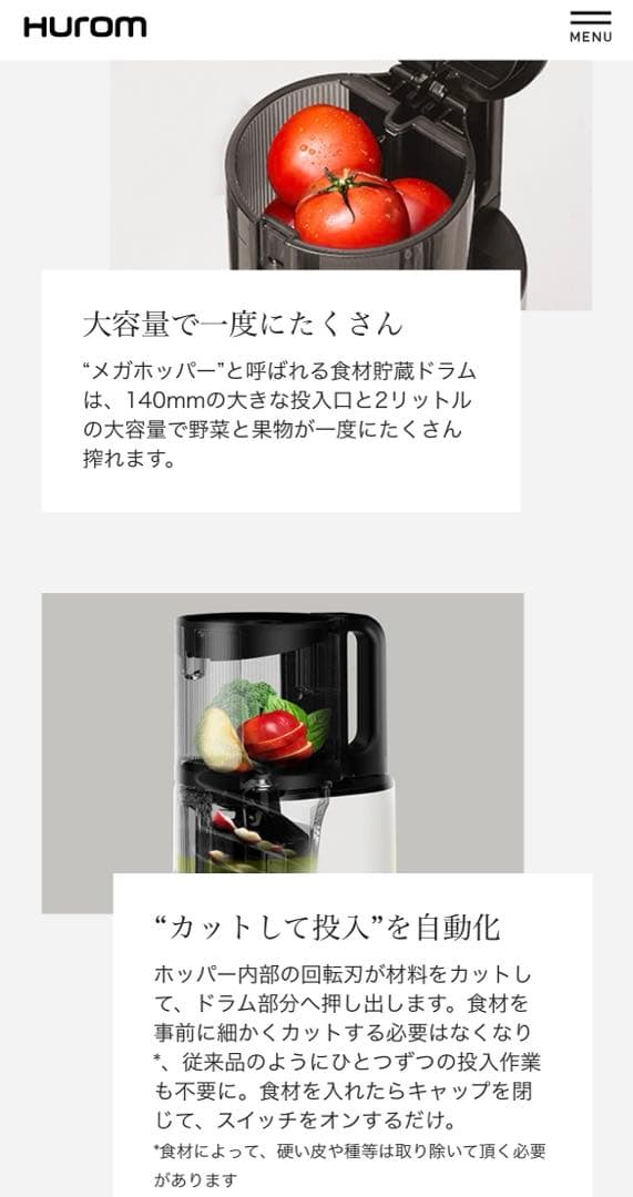 【美品】Hurom スロージューサー　H400-BAC05TG　チタングレー