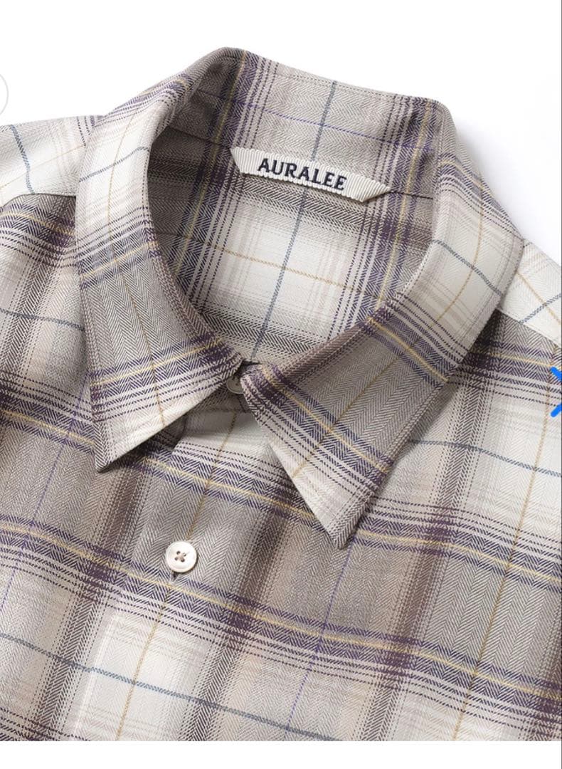 AURALEE 23AW ウールチェックシャツ 4ブラウン
