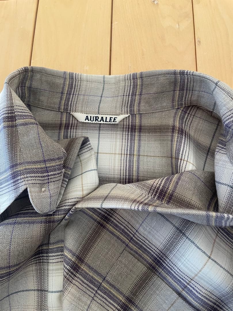 AURALEE 23AW ウールチェックシャツ 4ブラウン