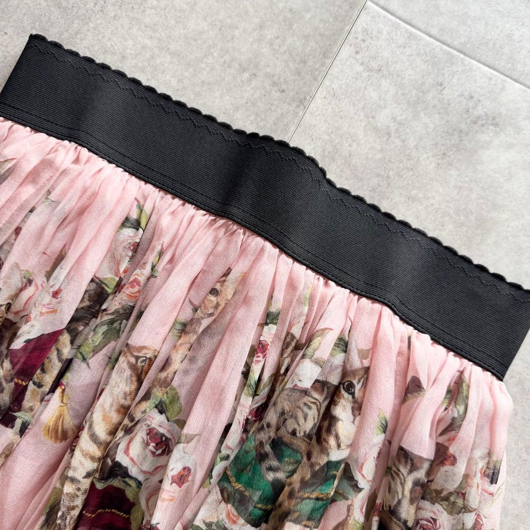 ドルチェアンドガッバーナ スカート　シルク100% 36 ピンク　アニマル　薔薇