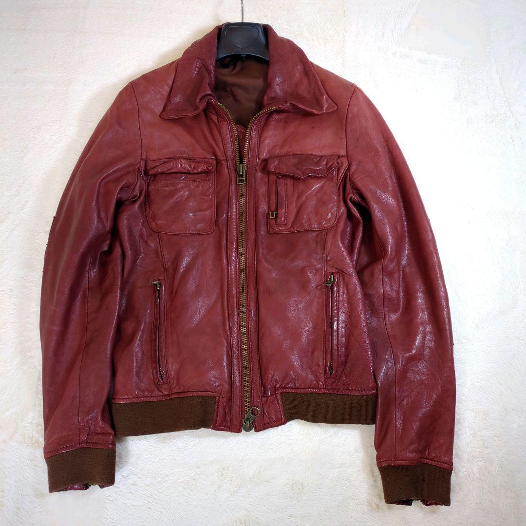 Johnbull レザージャケット MA-1 ラムレザー M ダメージ加工