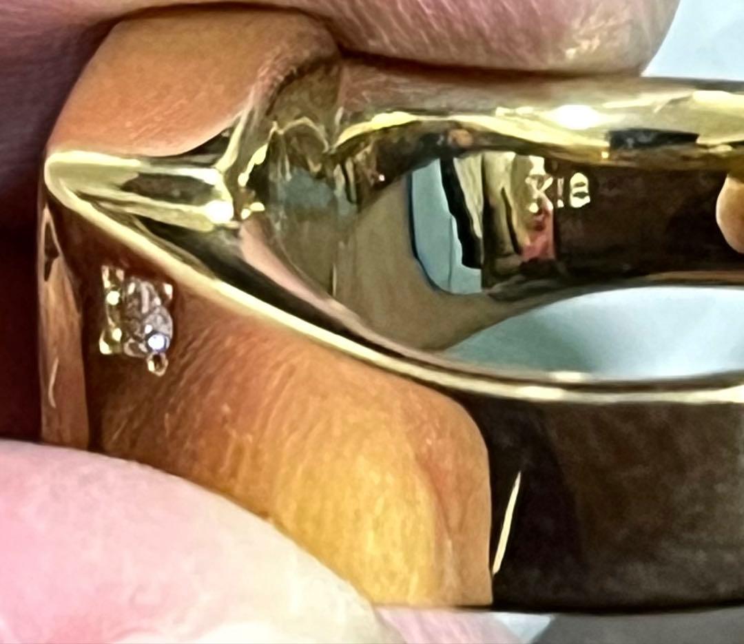 【美品】K18ダイヤ付き印台リング　11号18g