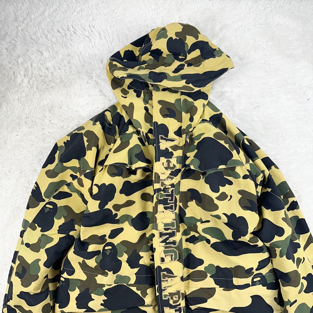 き*う様 ア ベイシング エイプ　1stサル迷彩柄 スノボジャケット 黄色　L