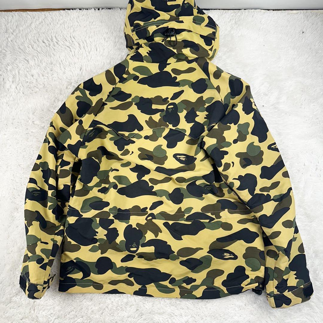 き*う様 ア ベイシング エイプ　1stサル迷彩柄 スノボジャケット 黄色　L