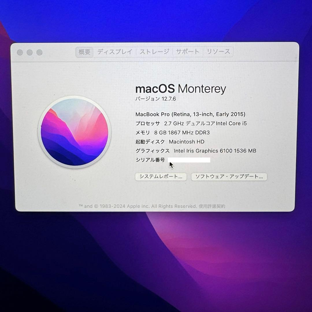 Apple MacBook Pro 13インチ 2015 充電器付き