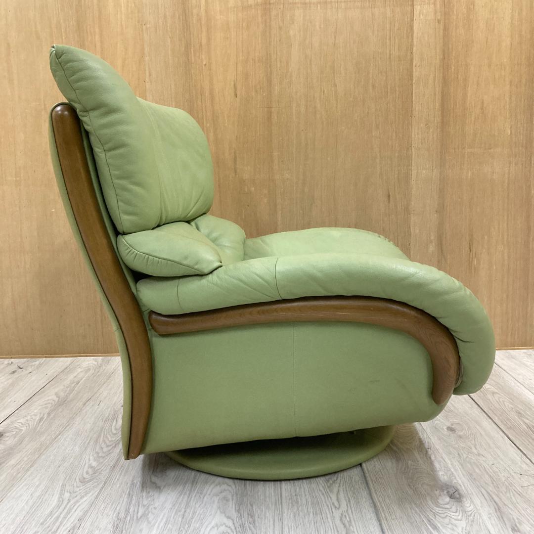 【カリモク】一人掛けソファ　回転式　1Pソファ　本革