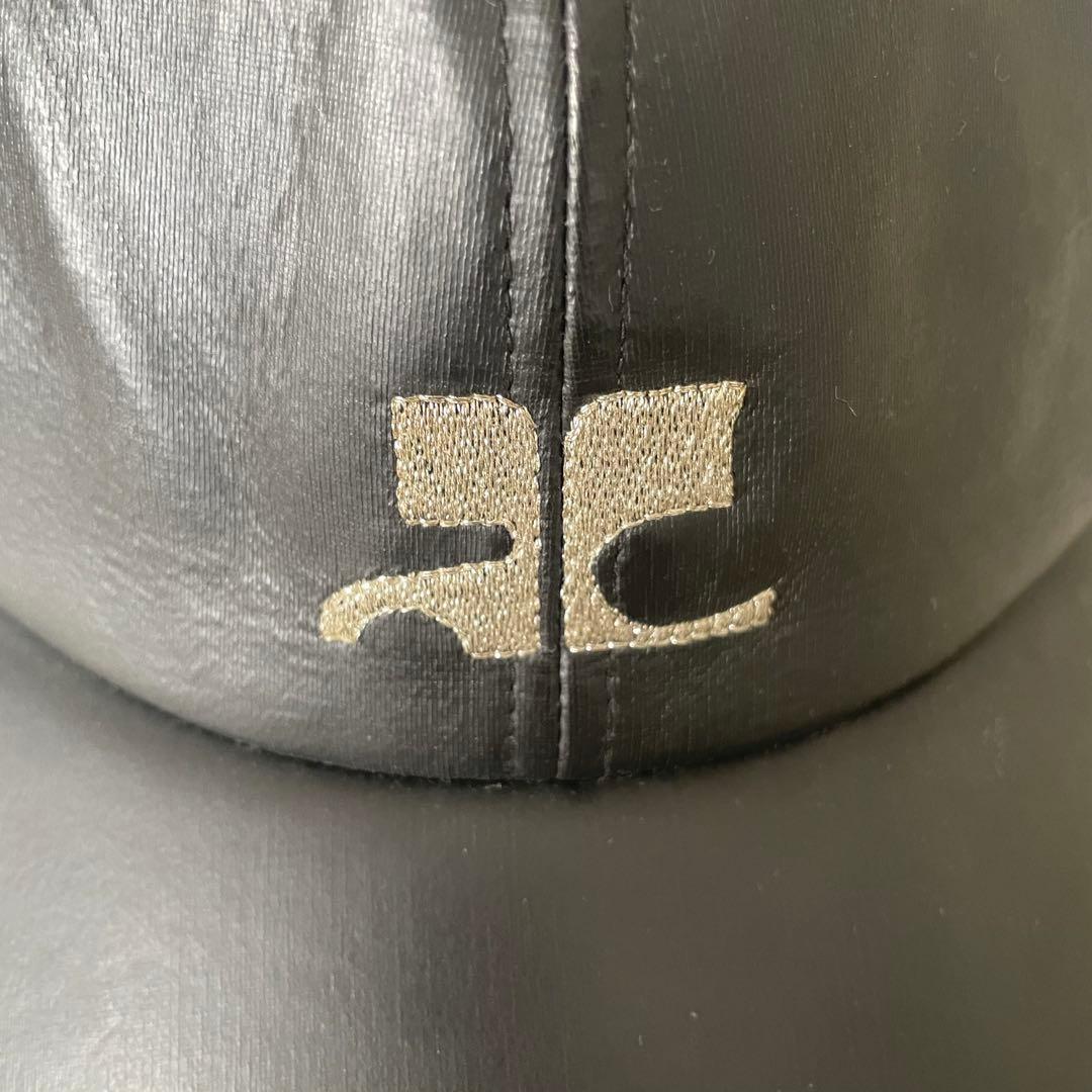 Courreges クレージュ 黒 刺繍ラメロゴキャップ