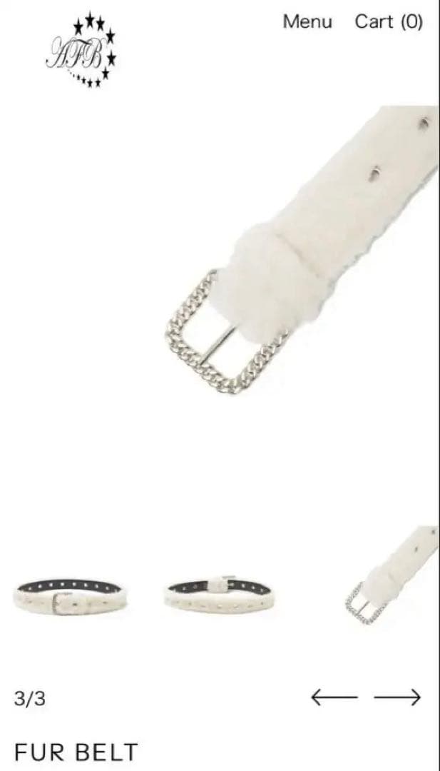 AFB FUR BELT ホワイト　L