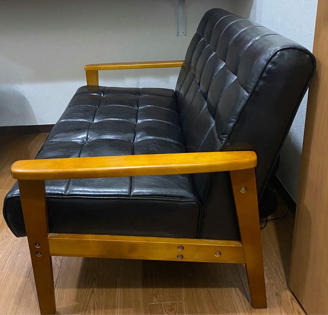 2人掛けソファ　合成皮革　アンティーク