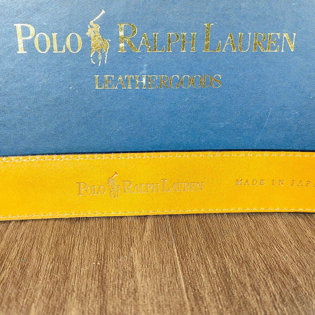 【新品未使用 箱付き】ポロラルフローレン　高級艶黒ドレスベルト　本革日本製正規品