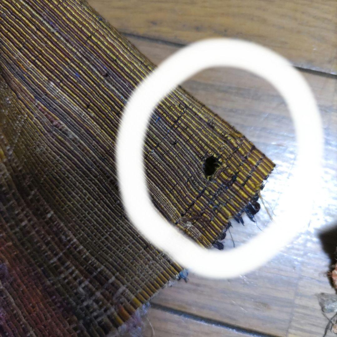 《アンティーク、絹広巾裂織布》（美品）63×410でたっぷり、細かく軽い1618