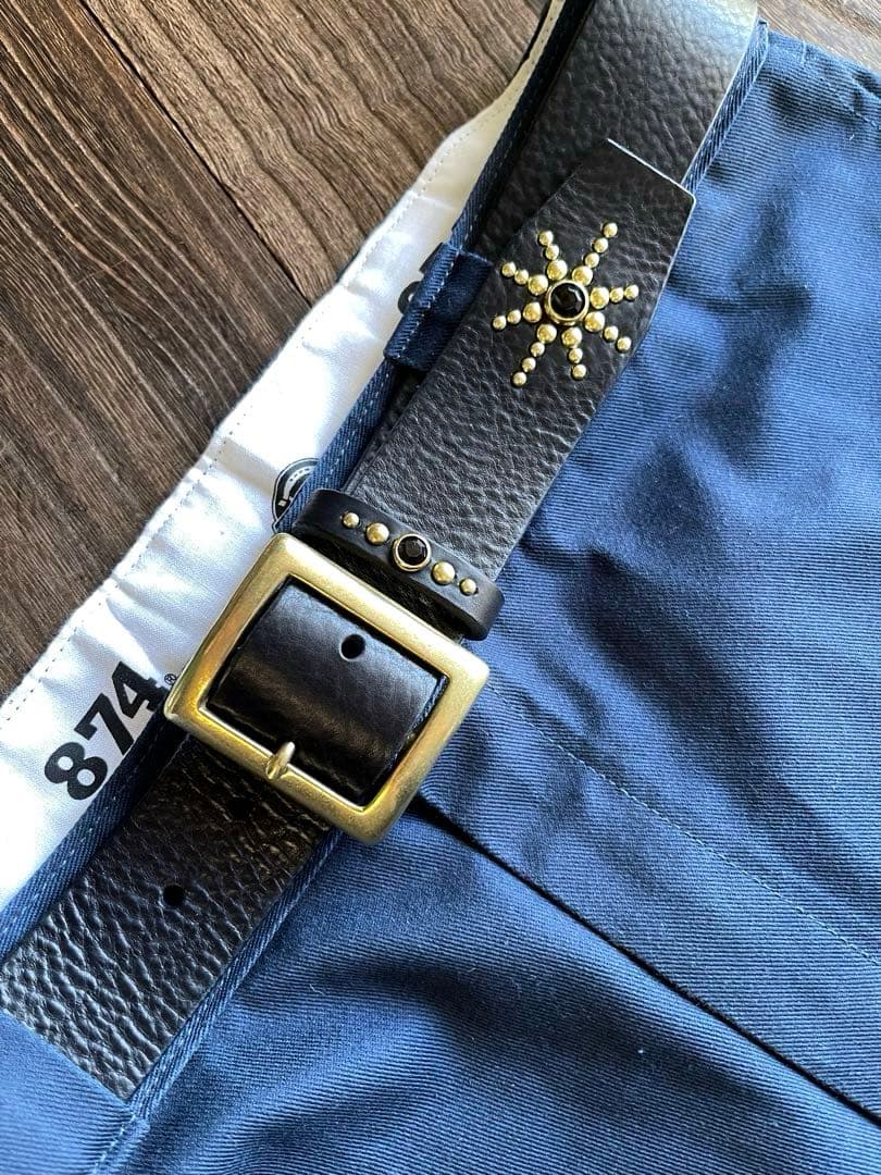 ディッキーズ874専用スタッズベルト　シボ　真鍮　HTC CALEE