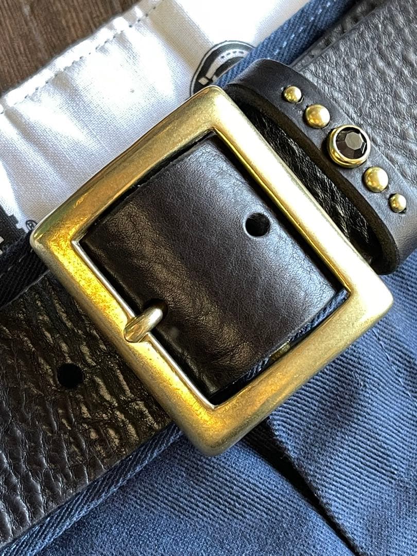 ディッキーズ874専用スタッズベルト　シボ　真鍮　HTC CALEE