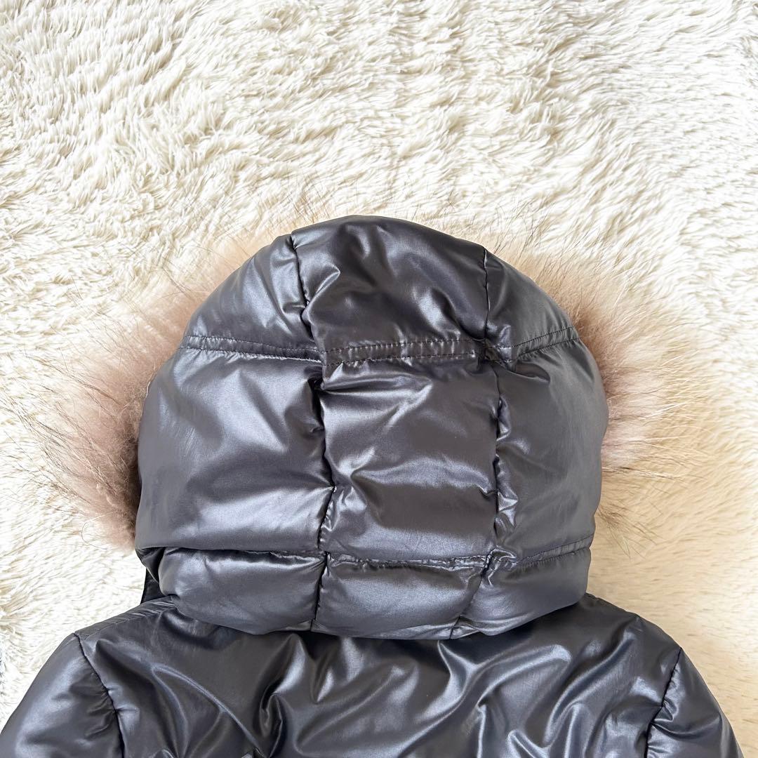 バーバリーブルーレーベル ダウンコート 裏地チェック ブラック ラクーンファーM