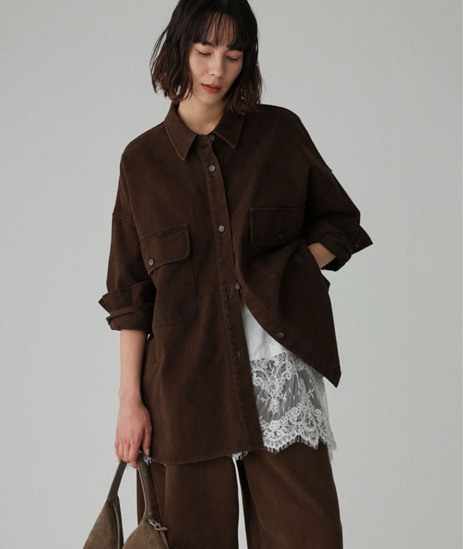 【新品】BABYLONE デニムビッグシャツ ブラウン