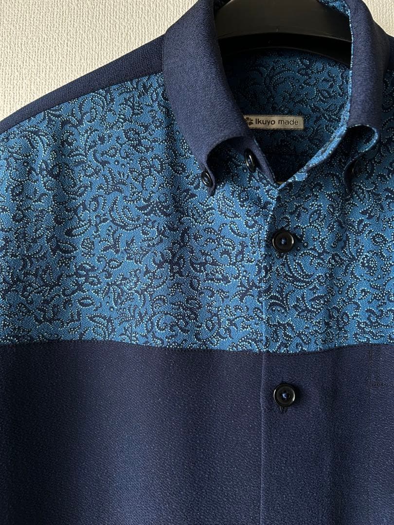 手作りのポリエステル縮緬反物生地メンズかりゆしウェアLLサイズ