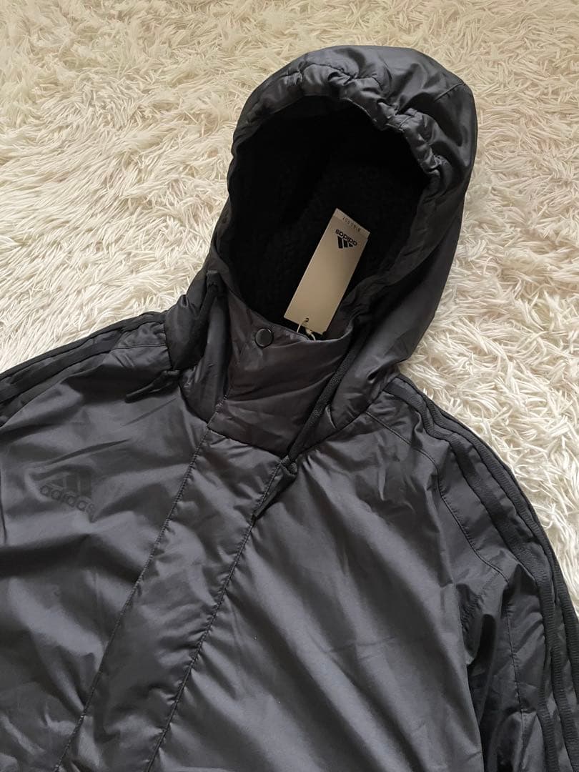 adidas ボアロングコート JG8514 WIND.RDY 防寒 黒 XL