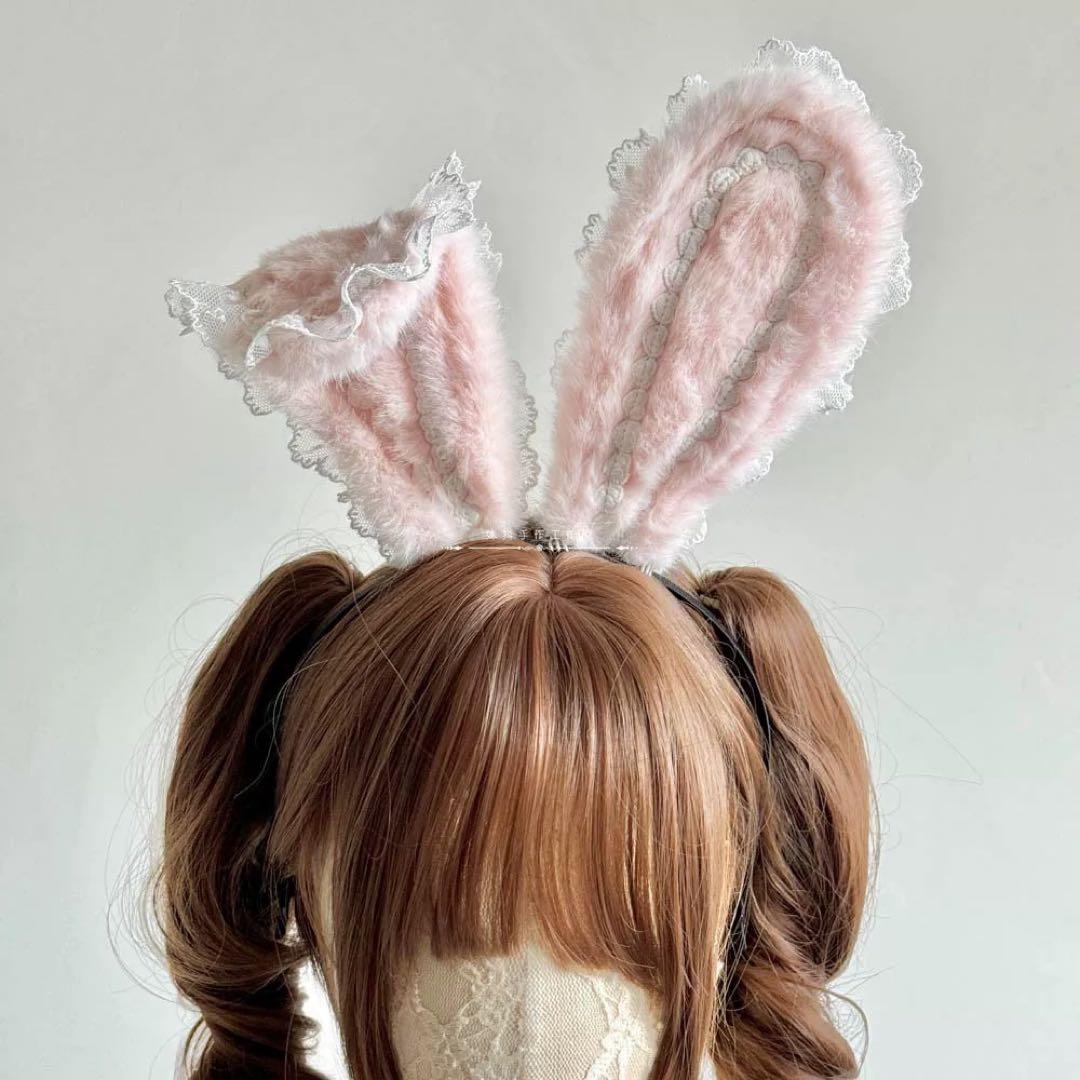 ♡ MAID 変幻自在⟡ビジューパールリボン＆うさ耳カチューシャ pink ♡