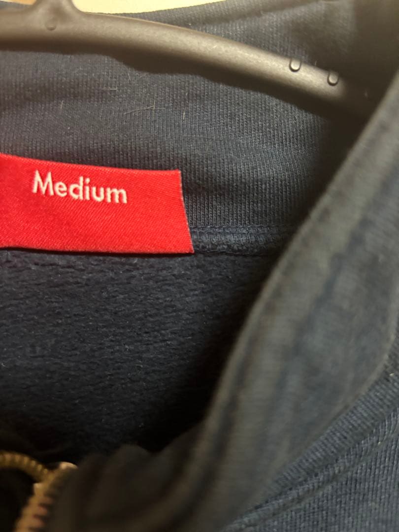 Supreme レオパード切替 ハーフジップ スウェット M ネイビー