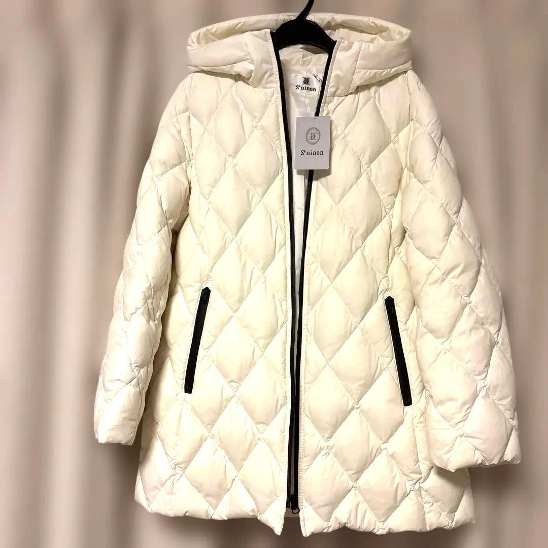 ★おすすめ★seninon ホワイト　フェザー　ダウンコート　ダルファイン