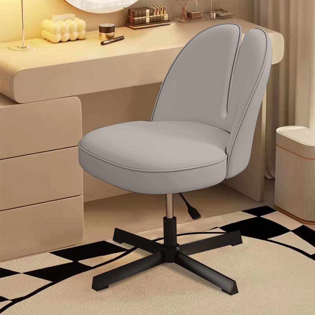 ライトグレー 二重背もたれ 椅子 合成皮革