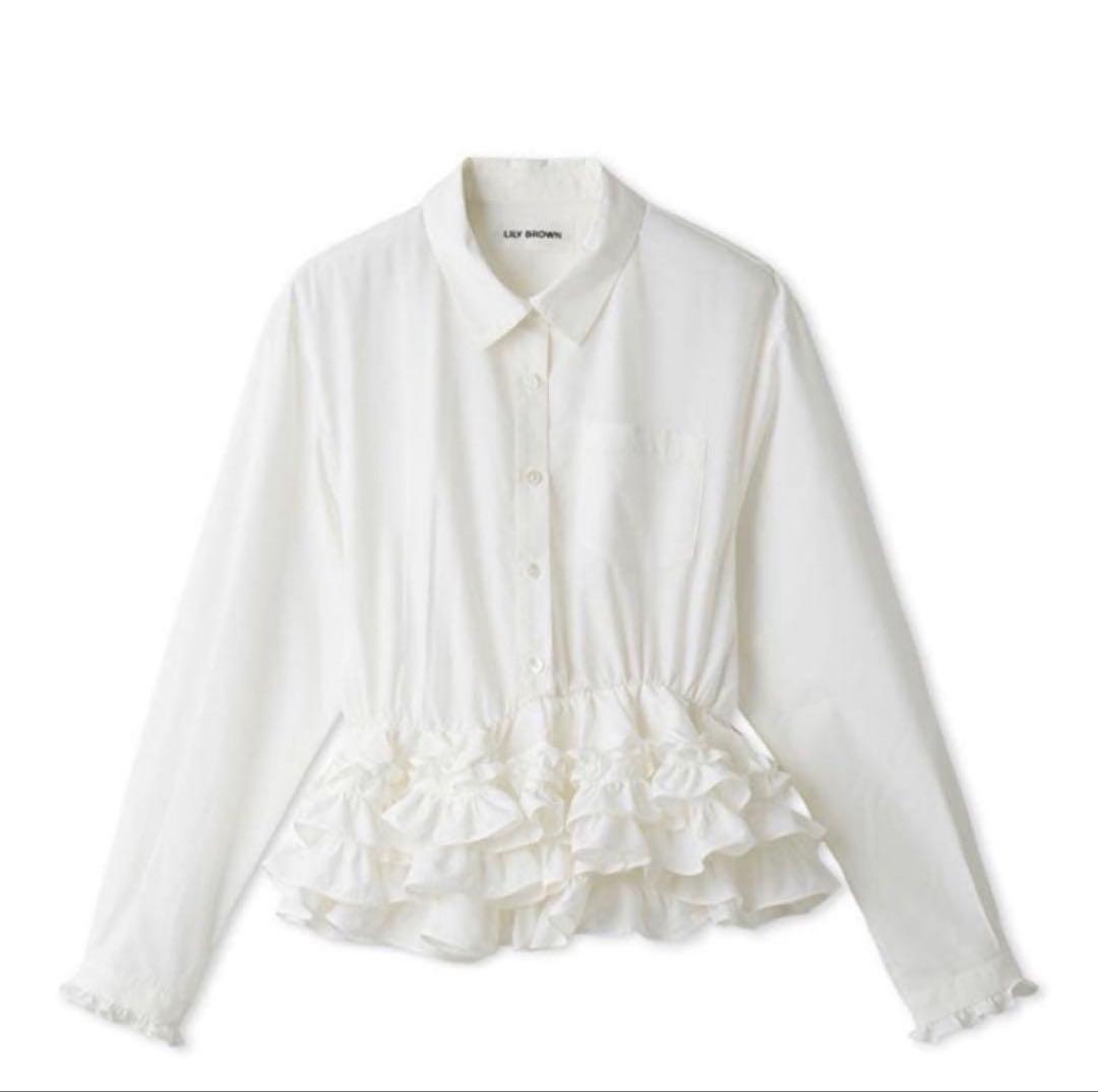新品タグ付き　LILY BROWN ホイップフリルヘムブラウス　ホワイト