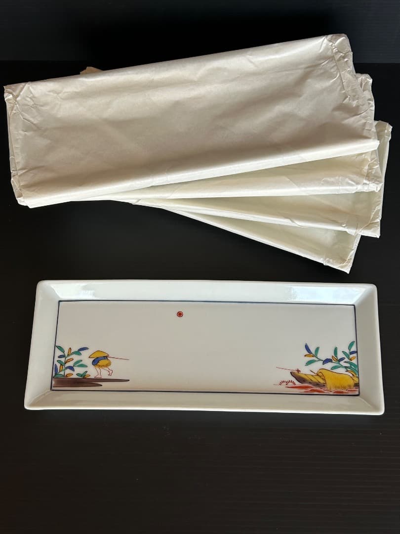 九谷焼 上出長右衛門窯の長皿５枚セット