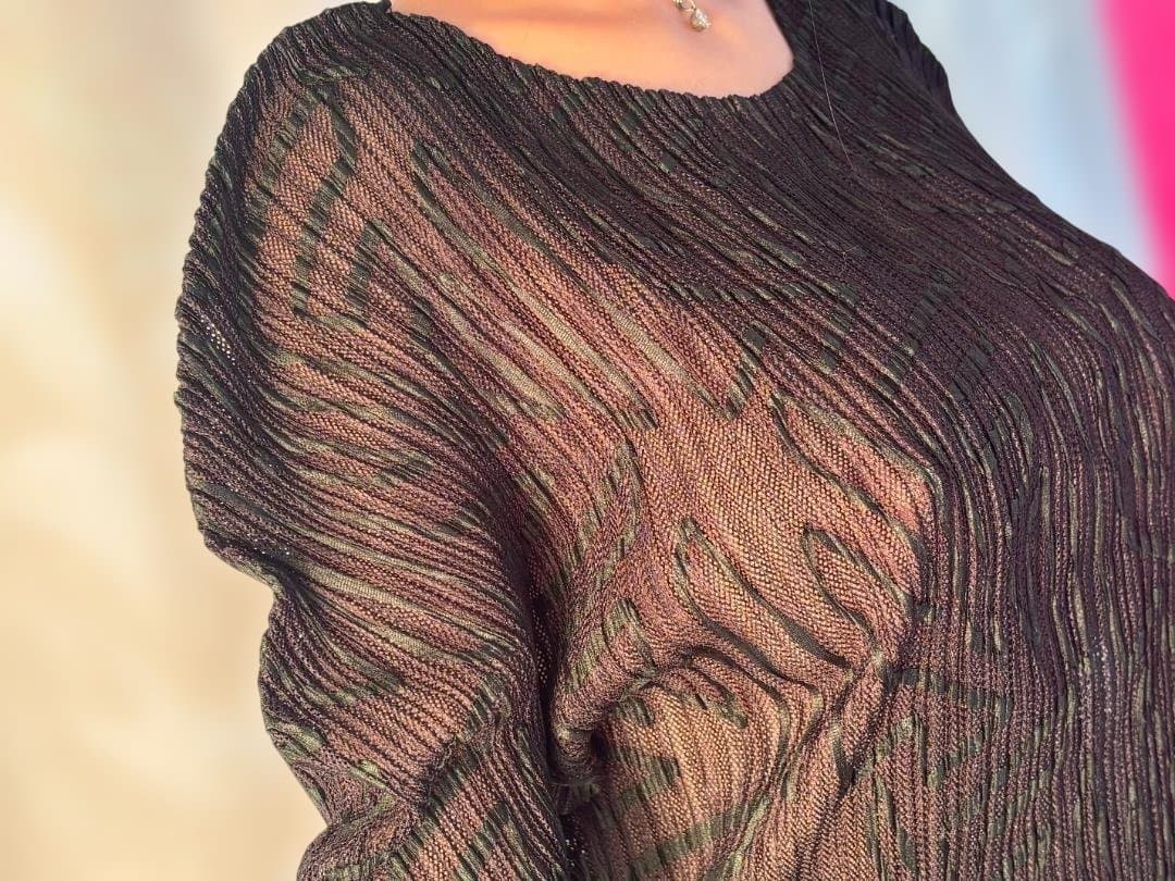 ISSEYMIYAKE プリーツ 透け感 ジグザグ模様 シャツ