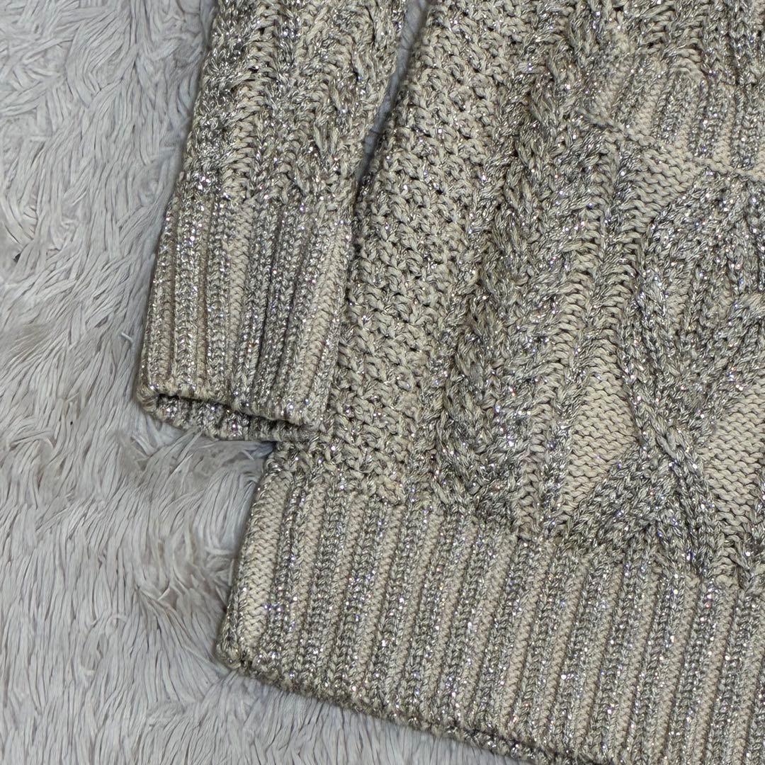 RALPH LAUREN 【未使用タグ付】 ラメ ケーブル ニットカーディガン