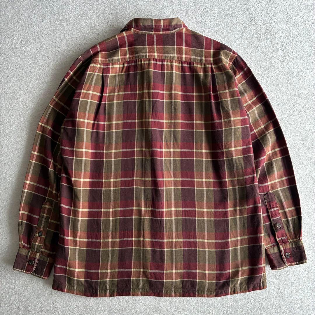 90s Ralph Lauren コットンウール オープンカラー チェックシャツ