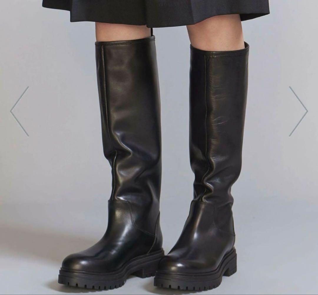 【CORSOROMA9】極美品 ロングブーツ ブラック レザー