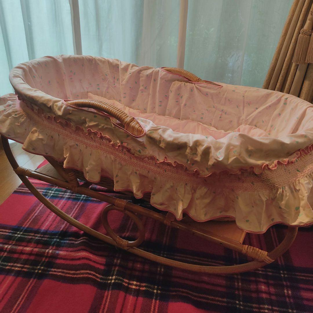 揺りかご　揺り籠　ラタン　籐　レトロ　クーハン　クーファン　バスケット　籠